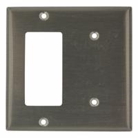 LEVITON Wall Plate: Combo, 2 Gang, Silver, Std Size (MPN S1426-N). Key specifications — Brand: LEVITON; Material: Stainless Steel.