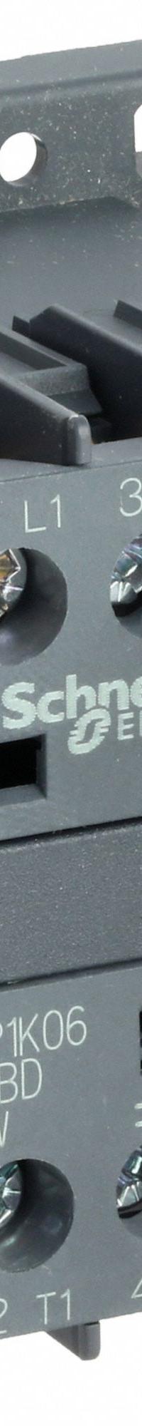 SCHNEIDER Miniature IEC Magnetic Contactor: Non-Reversing, 3 Poles, 3NO Contacts, 6 A, 24V DC Coil (MPN LP1K0610BD). Key specifications — attr945107: SCHNEIDER; attr972381: No.