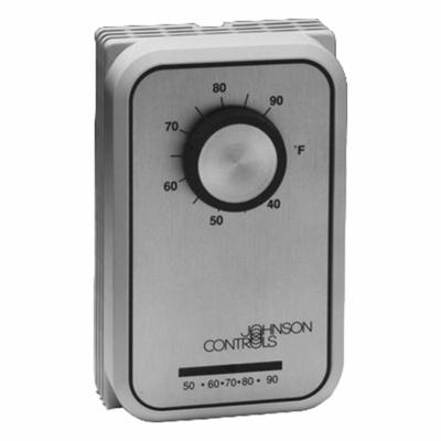 JOHNSON CONTROLS Line Voltage Thermostat,Thermostat: Cool Only, On, 40° to 90°F, Exposed Dial - Analog Thermostats