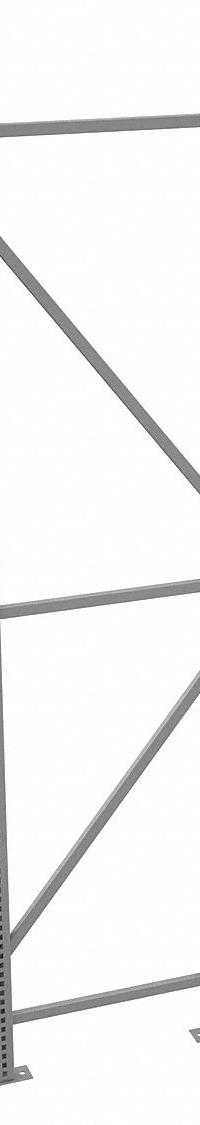 TENNSCO Bulk Storage Upright Frame: 96 in Overall Ht, 14 ga, 17,000 lb Load Capacity, Zinc-Plated (MPN BUF-2496). Key specifications — Overall Depth: 24 in; Color: Gray; Finish: Zinc-Plated; Brand: TENNSCO.