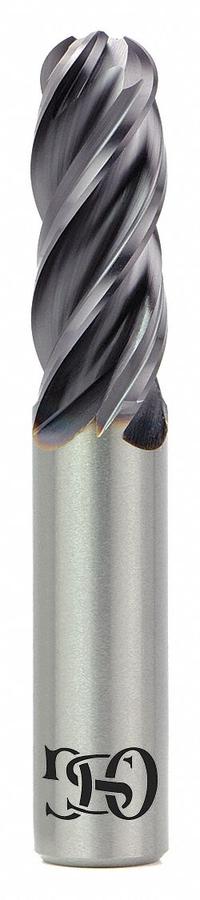 OSG Ball End Mill: Carbide, TiAlN Coated, 4 Flute, 1" Mill Dia, 1-1/2" LOC, 4" OAL (MPN VG441-1000-BN)