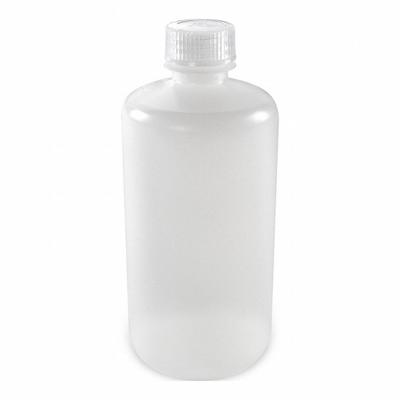 GLOBE SCIENTIFIC Storage Bottle: HDPE, 16.9 fl oz, 500 mL, Colorless - HDPE Narrow Mouth Round Lab Bottles