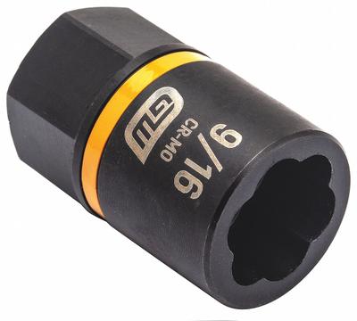 GEARWRENCH Bolt Extractor: 9/16 in Socket Size, 7-Point, Std, Black Oxide - 3/8" Drive Bolt Extraction Impact Sockets