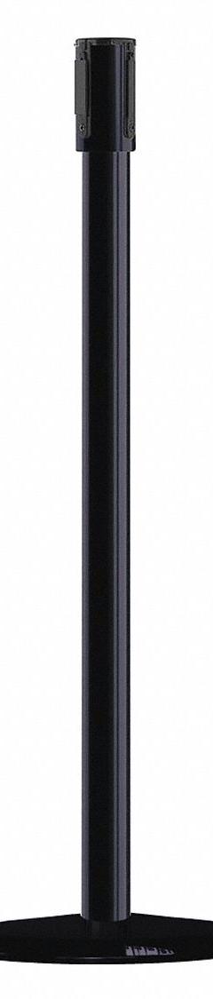 TENSABARRIER Single Belt Receiver Post: Round Flat, 38 in Post Ht, Black, Stainless Steel, Flat (MPN 890B-33-33-33-RCV). Key specifications — Brand: TENSABARRIER; Post Color: Black; Post Material: Stainless Steel; Base Material: Cast Iron; Base Shape: Flat.