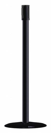 TENSABARRIER Single Belt Receiver Post: Round Flat, 38 in Post Ht, Black, Stainless Steel, Flat (MPN 890B-33-33-33-RCV). Key specifications — Brand: TENSABARRIER; Post Color: Black; Post Material: Stainless Steel; Base Material: Cast Iron; Base Shape: Flat.