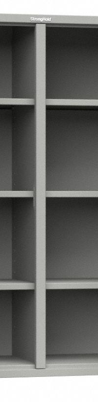 STRONG HOLD Storage Cabinet: 48 in x 24 in x 75 in, 6 (6) Adj Shelves, 2 Doors, Legs, Medium Gray (MPN 46-DS-246-L). Key specifications — Brand: STRONG HOLD; Base Type: Legs; Cabinet Color: Medium Gray; Frame Assembled: Assembled.