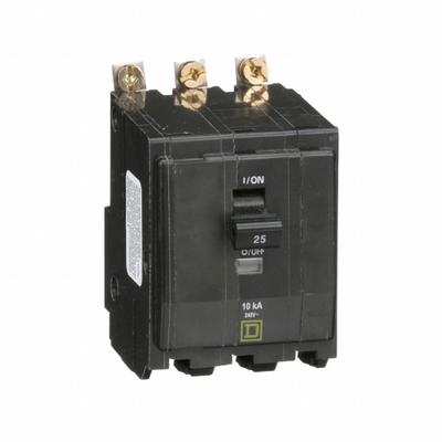 SQUARE D Miniature Circuit Breaker: 25 A, 120/240V AC, Three Phase, 10kA at 120/240V AC - QOB Series, Bolt-On Square D Miniature Circuit Breakers