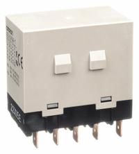 OMRON Enclosed Power Relay: Bracket Mounted, 25 A Current Rating, 100/120V AC, DPST-NC/DPST-NO (MPN G7J-2A2B-T-W1-AC100/120). Key specifications — Brand: OMRON; Base Type: Square; Mounting Style: W-Bracket; Electrical Connection: Quick-Connect; Manufacturer Part Number: G7J-2A2B-T-W1-AC100/120; Operating Current: 25 A at 30V DC (Resistive Load NO); Series: G7J Series; Relay Bracket Type: W-Bracket (Sold with Relay).