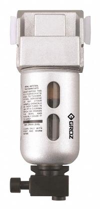 GROZ Compressed Air Filter: Particulate, 1/4 in NPT, 40 micron, 28 cfm, 145 psi Max Op Pressure (MPN F13913-S). Key specifications — attr110055: Light Duty; attr110008: GROZ.
