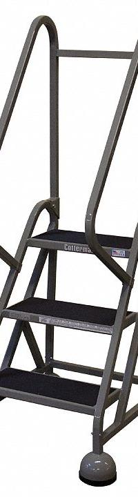 COTTERMAN Rolling Ladder: 2.3 ft Platform Ht, Partially Assembled, Steel, Wt-Actuated Auto-Lock (MPN ST-301 A2 C1 P5). Key specifications — Includes Handrails: Handrails Included; Material: Steel; Brand: COTTERMAN; Color: Gray.
