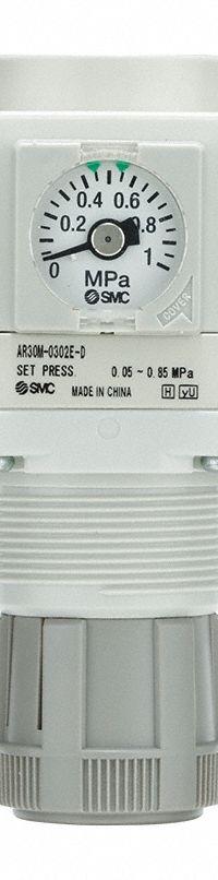 SMC Regulator: Die-Cast Aluminum, 1 in NPT, 7.251887 psi to 123.2821 psi, 1 MPa Max Op Pressure (MPN AR50K-N10-Z-D). Key specifications — attr111664: No; attr111400: AR-D; attr111627: SMC.