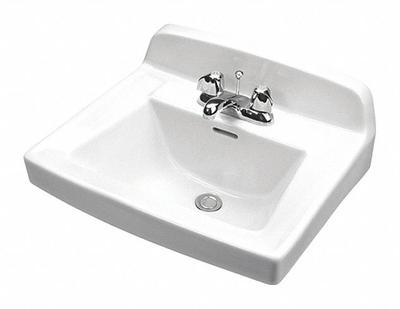 GERBER Bathroom Sink: Monticello II, White, Vitreous China, 20 1/2 in Overall Lg - One-Station Wall-Mounted Bathroom Sinks without Faucets