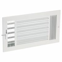 Sidewall/Ceiling Register: Ceiling/Wall, 7 1/4 in H, 15 1/4 in W, Louvered, Powder Coated, White (MPN 4JRP7). Key specifications — Adjustable Blades: No; Brand: APPROVED VENDOR; Airflow Directions: Three-Way; Grille Color: White.