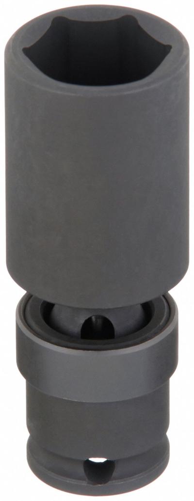 WESTWARD Impact Socket: 1 in Socket Size, 6-Point, Deep, Black Phosphate, Not Tether Capable - 3/8" Drive SAE Flex Impact Sockets