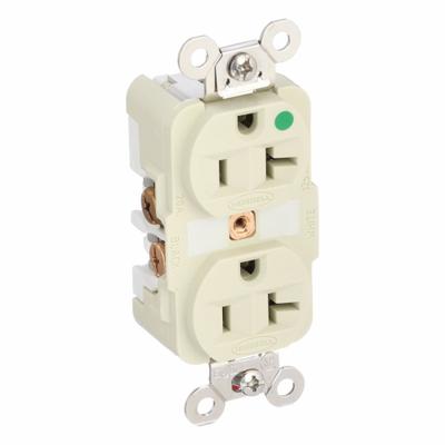 HUBBELL Receptacle: Hospital Grade Fed. Spec., Duplex, 5-20R, Ivory, 125V AC, 20 A - General Purpose Receptacles