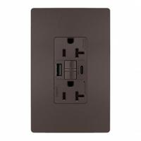 USB Receptacle: Duplex, 5-20R, 2 USB Ports, USB Type A/C, Brown, 125V AC, 20 A, GFCI (MPN 2097TRUSBAC). Key specifications — Brand: LEGRAND.