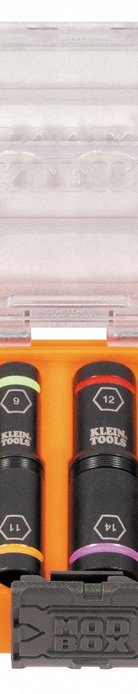 KLEIN TOOLS: 1/4 in, 3/8 in Drive Size, 24 mm Socket Size, Small Set (0-50 pieces) Set Size, 10 (MPN 65619). Key specifications — attr1204251: KLEIN TOOLS; attr1215453: 1/4 in, 3/8 in; attr1215454: 8 mm to 18 mm.