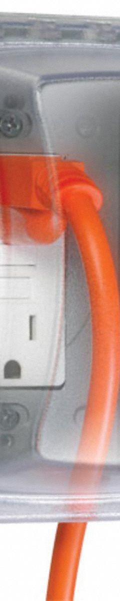 TAYMAC While In Use Weatherproof Cover: 1 Gangs, For Decora/GCFI Electrical Component Type, Clear (MPN MM510C). Key specifications — Brand: TAYMAC; Color: Clear; Cover Material: Polycarbonate; For Electrical Component Type: Decora/GCFI; Mounting Orientation: Horizontal or Vertical.