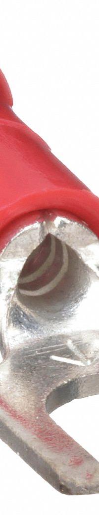 3M Fork Terminals: Red, Vinyl, #8 Stud Size, 22 AWG – 18 AWG Wire Range, Block Fork, 1,000 V (MPN BFV18-8Q). Key specifications — Barrel Style: Funnel; Manufacturer Part Number: BFV18-8Q; Brand: 3M; Series: TR.
