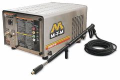MI-T-M Electric Pressure Washer: Stationary, 120 V – Single-Phase, 1,000 psi, 2.5 gpm, 2 hp (MPN GC-1003-SME1). Key specifications — Burner Fuel: Electric; Pump Drive: Belt; Brand: MI-T-M; Water Intake: Hot Water Intake.