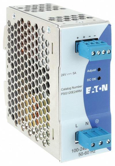 EATON DC Power Supply: DIN Rail, 120 W Output Power - Rated, 5 A Current - Output - DIN Rail Mount DC Power Supplies