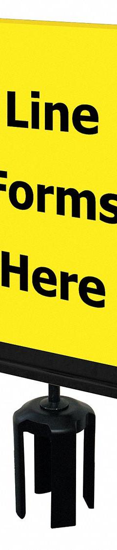 TENSABARRIER Acrylic Sign: Yellow, Line Forms Here Message, 11 in Overall Lg, 7 in Overall Wd (MPN S17-P-35-7X11-V-HDSB-1701-33). Key specifications — Brand: TENSABARRIER; Color: Yellow; Includes: Mounting Adapter; Message: Line Forms Here; For Use With: Tensabarrier Posts; Material: Acrylic.