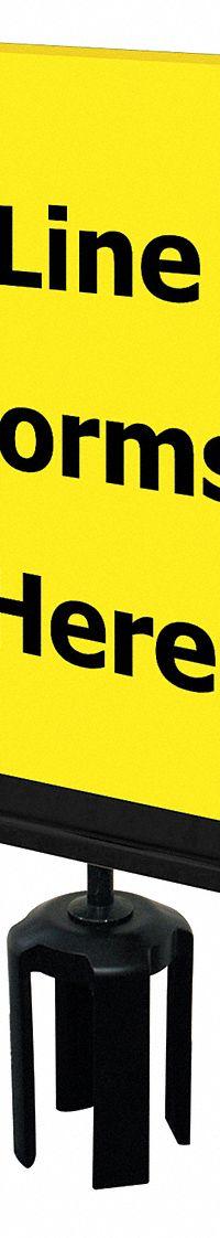 TENSABARRIER Acrylic Sign: Yellow, Line Forms Here Message, 11 in Overall Lg, 7 in Overall Wd (MPN S17-P-35-7X11-V-HDSB-1701-33). Key specifications — Brand: TENSABARRIER; Color: Yellow; Includes: Mounting Adapter; Message: Line Forms Here; For Use With: Tensabarrier Posts; Material: Acrylic.