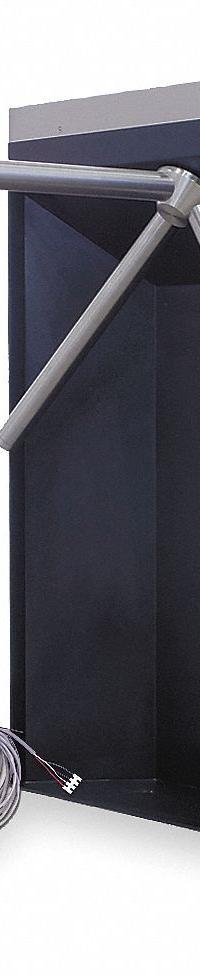 TURNSTILE 3-Arm Turnstile: 1-Way, Waist High Gate, Mechanical, 36 in Overall Ht, 28 in x 24 1/4 in (MPN 1101-BL-LE). Key specifications — Brand: TURNSTILE; Material: Stainless Steel; Finish: Powder Coated; Exit Type: Free; Operation: Mechanical.