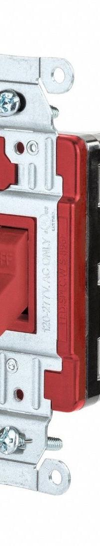 HUBBELL Wall Switch: Toggle Switch, Single Pole, Maintained, Red, 120/277V AC, 20 A (MPN CSB120STR). Key specifications — Illuminated: No; Voltage Rating: 120/277V AC.