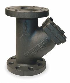 MUELLER STEAM SPECIALTY Y Strainer: 2 in, Flanged, Perforated, 0.062 in Screen Size, Cast Iron (MPN 2 77F-DI-125). Key specifications — Brand: MUELLER STEAM SPECIALTY; Seal Material: Graphite; Manufacturer Part Number: 2 77F-DI-125; Screen Material: 304 Stainless Steel.