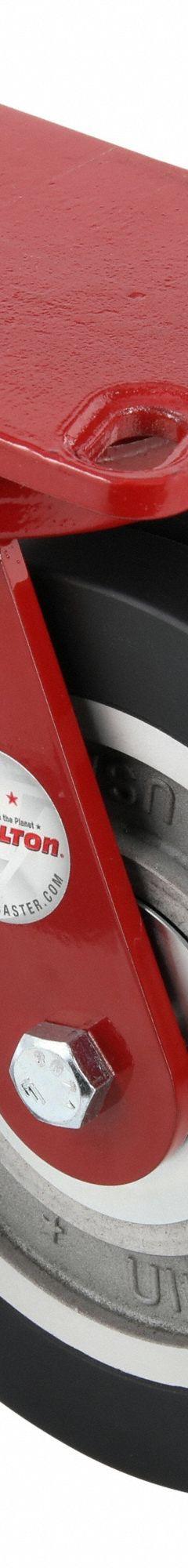 HAMILTON CASTER & MFG. CO. Plate Caster: Kingpinless Swivel, Polyurethane, 8 in Wheel Dia, Rectangle (MPN S-ZFHS-8SWF70D). Key specifications — Wheel/Tread Color: Black; Brand: HAMILTON CASTER & MFG. CO.; Roll Up: Swivel.