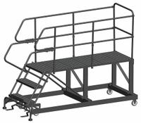 BALLYMORE Mobile Work Platform: 2.5 ft Platform Ht - Max, 36 in x 72 in, Steel, 800 lb Load Capacity (MPN SEP3-3672). Key specifications — Folding: Not Foldable; Mobility: Rolling; Brand: BALLYMORE; Color: Gray; Height Adjustability: Fixed Height; Includes Handrails: Handrails Included; Locking Mechanism: Foot-Activated Step Lock; Handrails: Includes Handrails.
