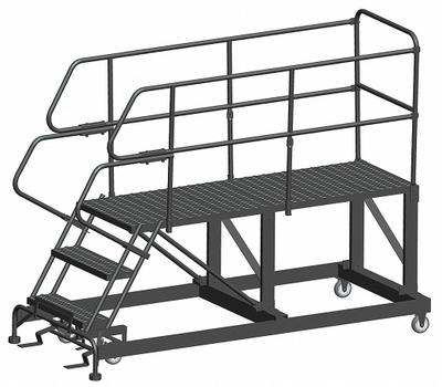 BALLYMORE Mobile Work Platform: 2.5 ft Platform Ht - Max, 36 in x 72 in, Steel - Manual-Lock Rolling Single-Access Platforms