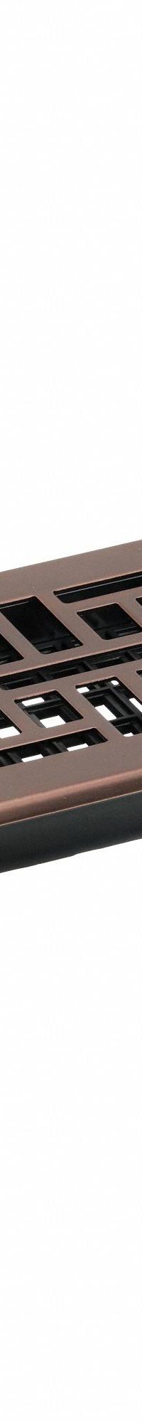 Floor Register: Floor, 15 1/2 in H, 5 1/2 in W, Decorative, Rubbed, Bronze, Steel Grille, One-Way (MPN AJH414-RB). Key specifications — Adjustable Blades: No; Brand: DECOR GRATES; Airflow Directions: One-Way; Grille Color: Bronze.