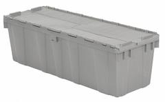 ORBIS Attached Lid Tote: 24.7 gal, 39 1/4 in x 14 in x 12 in, Gray Body, Gray Lid, Stacking Capable (MPN FP32 Gray). Key specifications — attr1188613: Plastic; attr1188631: ORBIS.
