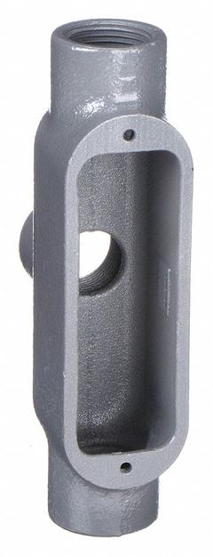 Conduit Outlet Body: Iron, 1 in Trade Size, TB Body, 12 cu in Body Capacity, Threaded Hub (MPN OTB-3M). Key specifications — Finish: Powder Coated; Includes: Stainless Steel Screws; For Use With: IMC; Brand: HUBBELL KILLARK; Hub Style: Threaded; Mfr. Series: O.