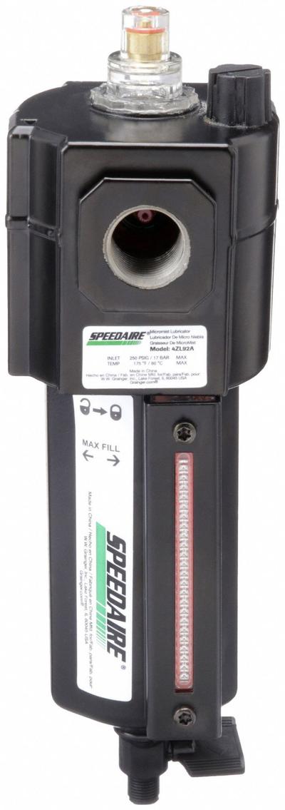 SPEEDAIRE Compressed Air Lubricator: Micro Mist, 1/2 in NPT, 154 cfm - Speedaire FRL Air Lubricators