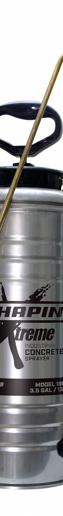 CHAPIN Handheld Sprayer: Spot, 3 1/2 gal Tank, Stainless Steel Tank, 25 ft Max Spray Distance (MPN 19069). Key specifications — Brand: CHAPIN; Chemical Compatibility: Sealants, Curing Compounds, and Form Oils; Tank Material: Stainless Steel.