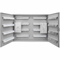 Key Cabinet: 320 Key Capacity, Single Key Lock, Steel, Gray, 22 in Ht, 28 3/4 in Wd, 3 1/4 in Dp (MPN CB12698). Key specifications — Brand: BARSKA; Finish: Matte; Includes Key Tags: Includes Key Tags; Includes Mounting Hardware: Mounting Hardware Included; Color: Gray; Mounting Location: Wall; Material: Steel.