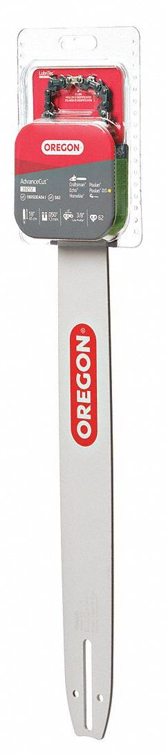 OREGON Chainsaw Bar and Chain: 18 in Compatible Bar Lg, 3/8 in, 0.05 in Gauge, 62 Links (MPN 39272). Key specifications — Brand: OREGON; Compatible Chain Saw Manufacturer: Allis Chalmers; Pitch: 3/8 in.