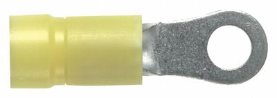 PANDUIT Ring Terminal: Yellow, Vinyl Insulation, #8 Stud Size, 12 AWG to 10 AWG Wire Sizes - Insulated Ring Terminals