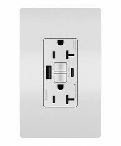 USB Receptacle: Duplex, 5-20R, 2 USB Ports, USB Type A/C, White, 125V AC, 20 A, GFCI (MPN 2097TRUSBACW). Key specifications — Brand: LEGRAND.