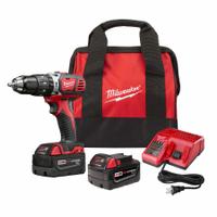 MILWAUKEE Hammer Drill Kit: 18V DC, Gen Purpose, 1/2 in Chuck, 5/8 in Concrete Capacity, 2 Speeds (MPN 2607-22CT). Key specifications — attr1256163: 2; attr1256171: (2) 1.5 Ah; attr1256172: No; attr1256187: 22.