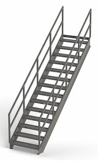 APPROVED VENDOR Portable Stairs: 11.8 ft Overall Ht, Steel, 500 lb Load Capacity, Serrated, 14 Steps (MPN IS105-36). Key specifications — Color: Gray; Brand: APPROVED VENDOR.