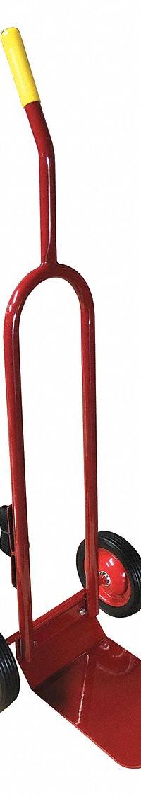 APPROVED VENDOR Cylinder Hand Truck: 100 lb, Single, 1 Cylinder, 8 in W x 10 in D Nose Plate (MPN 8D060). Key specifications — Brand: APPROVED VENDOR; Color: Red; Securing Mechanism: Strap.