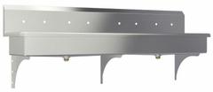 SANI-LAV Wash Station: 4 Stations, 8 in Bowl Dp, 77 in Bowl Lg, 16 1/2 in Bowl Wd, 8 Faucet Holes (MPN 58W8). Key specifications — Includes Side Splash: Side Splash Not Included; Series: Stainless Steel Wash-Station; Brand: SANI-LAV.