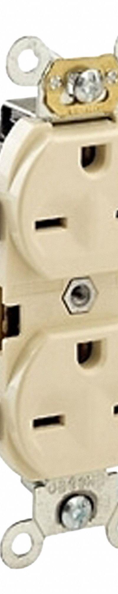 LEVITON Duplex Receptacle Outlet: Duplex, 6-15, Ivory, 250V AC, 15 A, 2 Pole / 3 Wire (MPN 5028-I) - General Purpose Receptacles