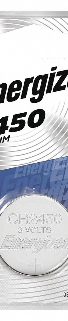 ENERGIZER Coin Cell Battery: 2450 Battery Size, Lithium / Manganese Dioxide, 620 mAh Capacity, 3V DC (MPN ECR2450BP). Key specifications — Voltage - Batteries: 3V DC; Battery Chemistry: Lithium / Manganese Dioxide; Product Type: Coin Cell Battery; Battery Size: 2450; Brand: ENERGIZER; Voltage - Subhead: 3V DC.