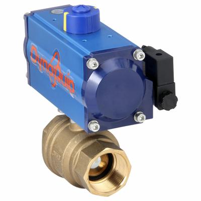 DYNAQUIP CONTROLS Pneumatically Actuated Two-Way Ball Valve: 1 1/2 in Size, Brass - Brass Pneumatically-Actuated Ball Valves