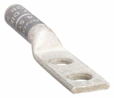 BURNDY Compression Lug: For 4 AWG, Stranded Wire, 1/4 in Stud Size, Std - Two-Hole Compression Lugs